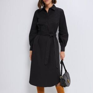 NWT - TUCKERNUCK - S - Black Lantern Sleeve Tory Shirt Midi Dress Belt Pockets